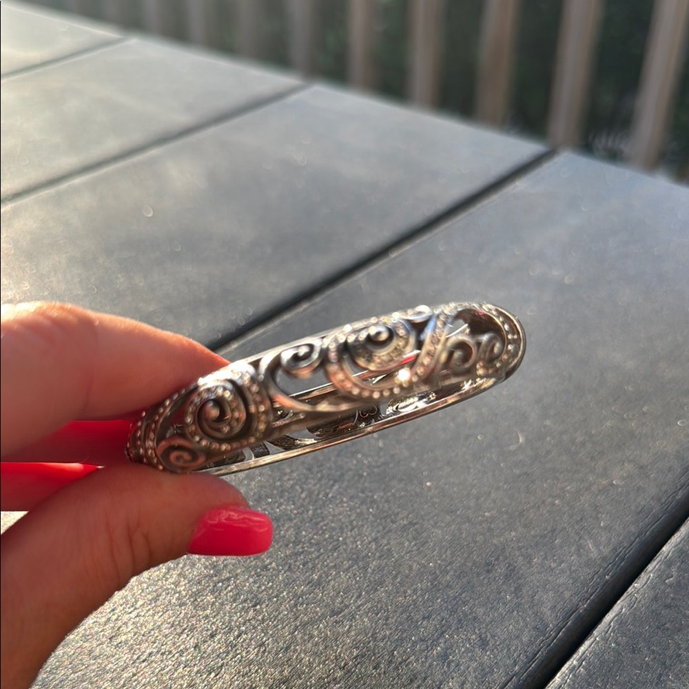 Elegant Brighton Silver Filigree Bracelet with Rhinestones